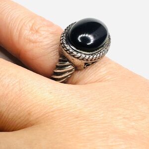 925 Onyx Sterling Silver Ring Size 6 approx 6.25g